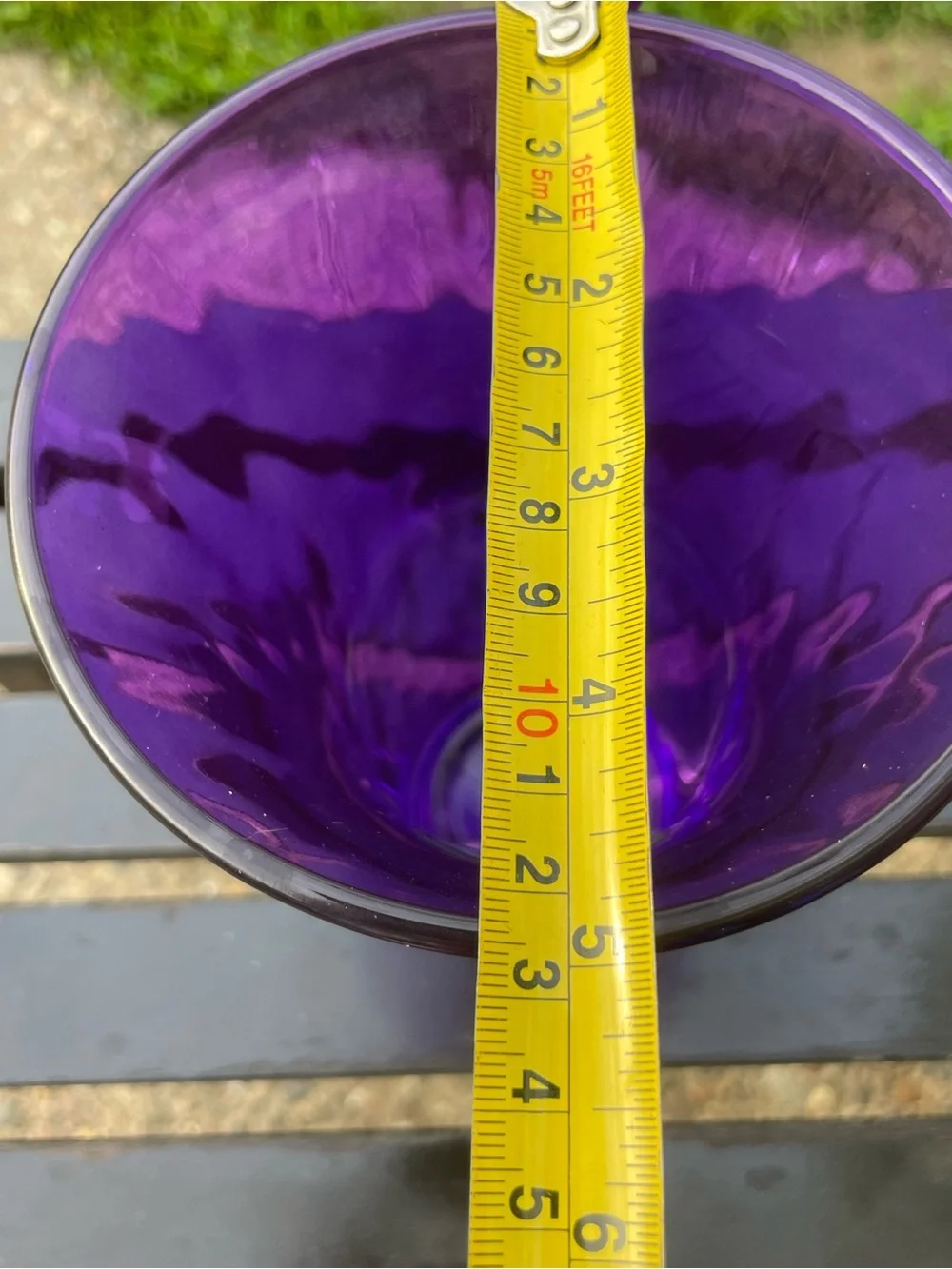 Vtg LIBBEY Purple Hand Blown Glass Vase 8”